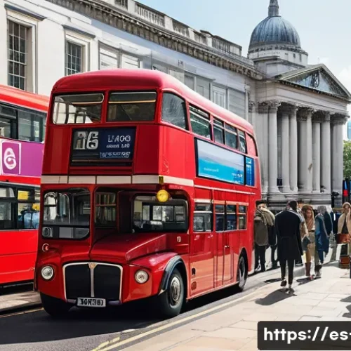 영국 여행 경비 절약 팁 - A bustling London street scene featuring a diverse group of travelers using Oyster Cards at a modern...