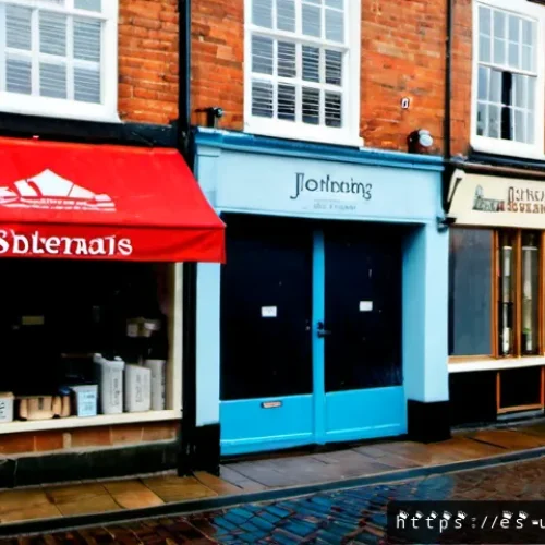 Home 17 주말에 문 닫는 영국 상점 - Photorealistic street scene in a quiet British market town on a Saturday morning, a small independen...